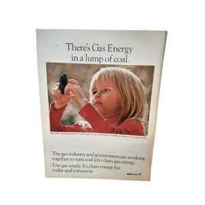 1974 American Gas Child with A Lump Of Coal Original Print Ad 70s